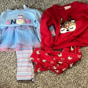 Kids' Festive Outfit Set - Blue and Red